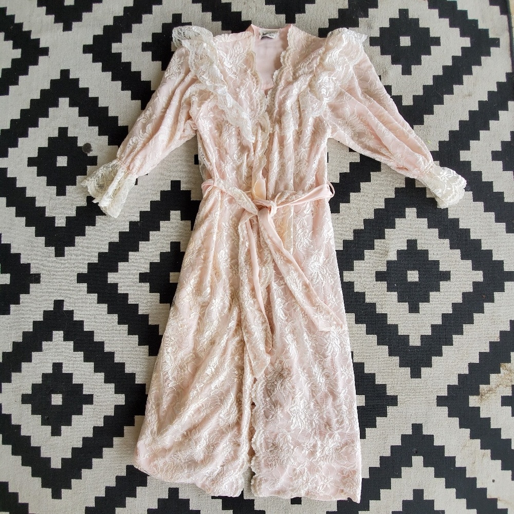 Vintage Christian Dior GLAMOUR Pink Lacy Robe S/M